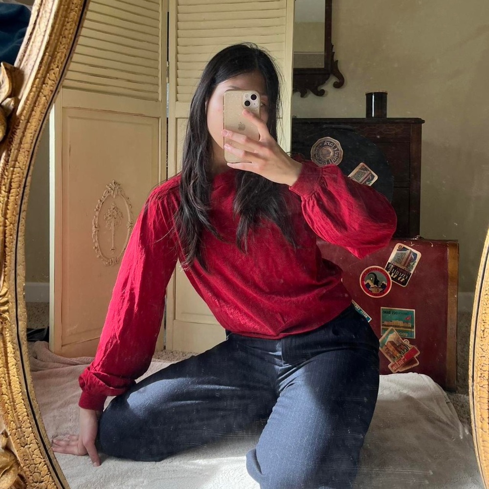 joie red crewneck knit sweater